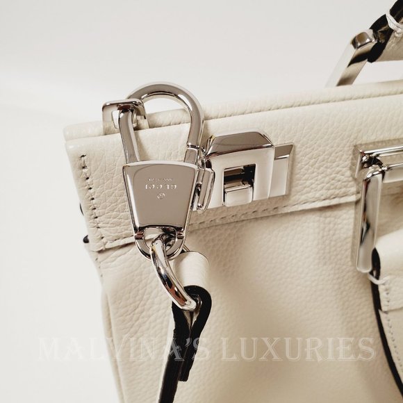 GUCCI BAG 564714 ZUMI MEDIUM GRAINY WHITE LEATHER TOP HANDLE INTERLOCKING G LOGO - Picture 11 of 16